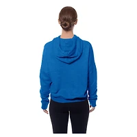 Women's New Era Blue Detroit Lions Throwback Boxy Hoodie Sweatshirt