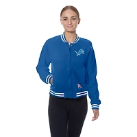 Women's New Era  Blue Detroit Lions Throwback Fleece Full-Snap Jacket