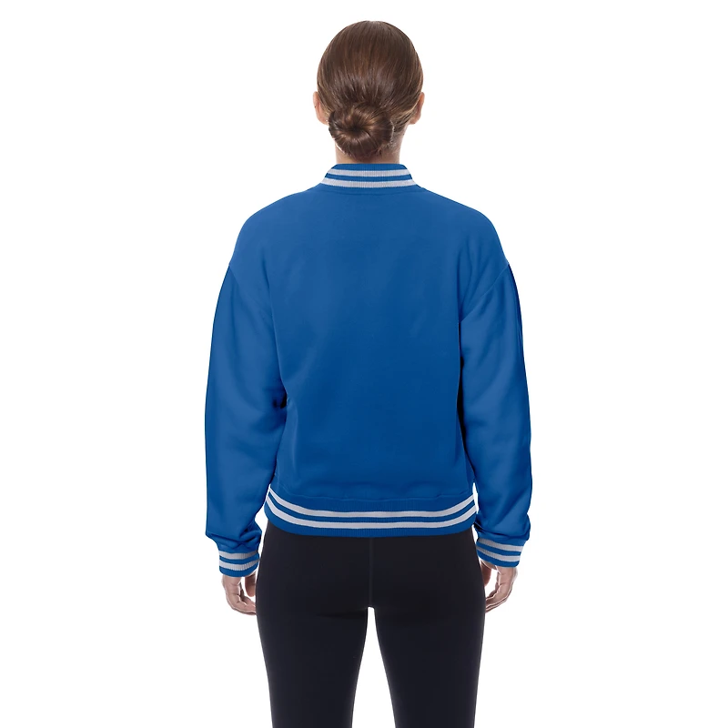 Women's New Era  Blue Detroit Lions Throwback Fleece Full-Snap Jacket