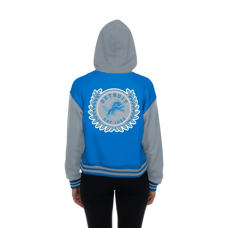 Women's New Era  Blue Detroit Lions Throwback Full-Snap Hooded Jacket