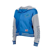 Women's New Era  Blue Detroit Lions Throwback Full-Snap Hooded Jacket