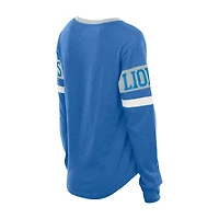 Women's New Era  Blue Detroit Lions Throwback Lace-Up Long-Sleeve T-Shirt