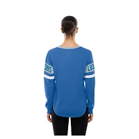 Women's New Era  Blue Detroit Lions Throwback Lace-Up Long-Sleeve T-Shirt