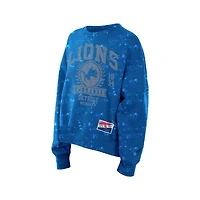 Women's New Era  Blue Detroit Lions Throwback Oversized Boxy Sweatshirt