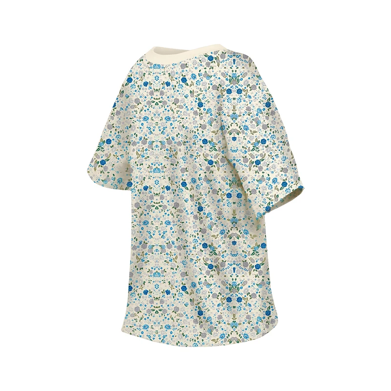 T-shirt à col rond floral New Era crème Detroit Lions Glam Game pour femme