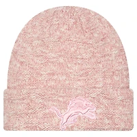 Bonnet en tricot à revers métallisé rose Detroit Lions de New Era pour femme
