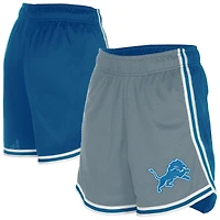Short en maille Sport Classics argent/bleu pour femme des Detroit Lions de New Era