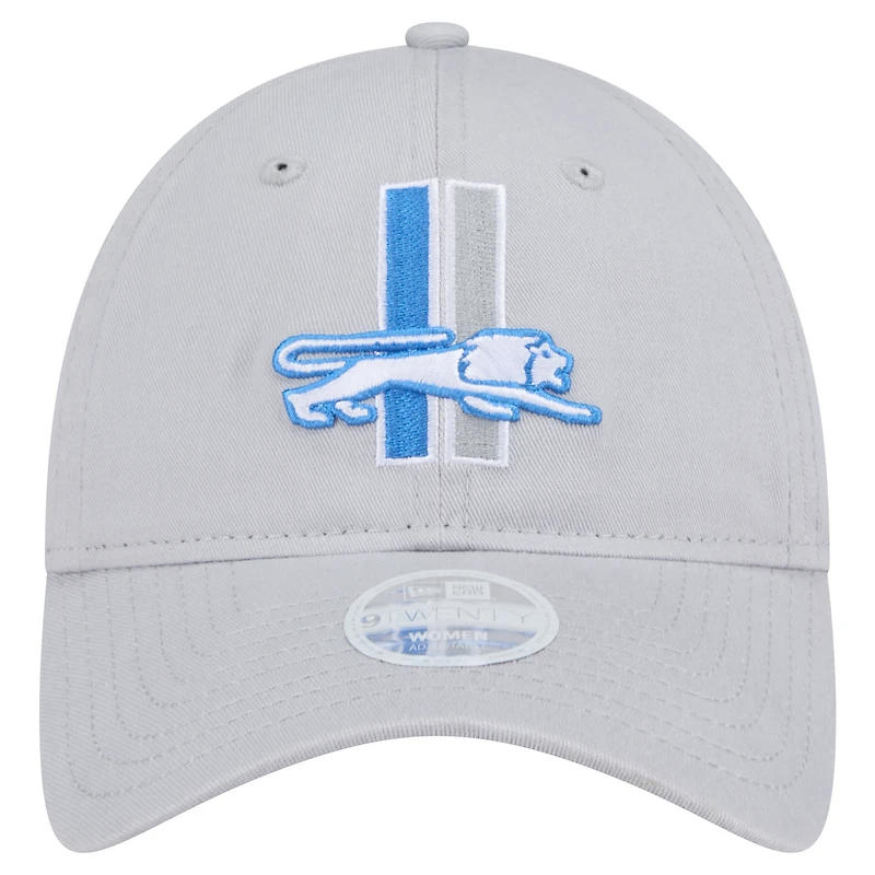 Women's New Era  Silver Detroit Lions Throwback Main Core Classic 2.0 9TWENTY Adjustable Hat
