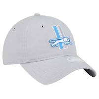 Women's New Era  Silver Detroit Lions Throwback Main Core Classic 2.0 9TWENTY Adjustable Hat