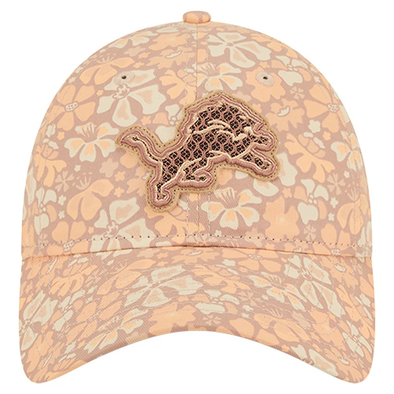 Women's New Era  Tan Detroit Lions Floral 9TWENTY Adjustable Hat