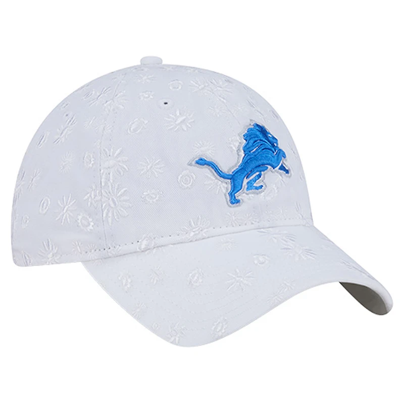 Casquette ajustable 9TWENTY blanche à imprimé floral Detroit Lions de New Era pour femme