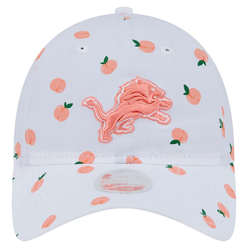 Women's New Era  White Detroit Lions Fruit Pattern 9TWENTY Adjustable Hat