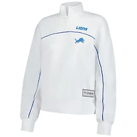 Sweat-shirt fonctionnel à fermeture éclair quart de tour pour femme New Era Detroit Lions, blanc