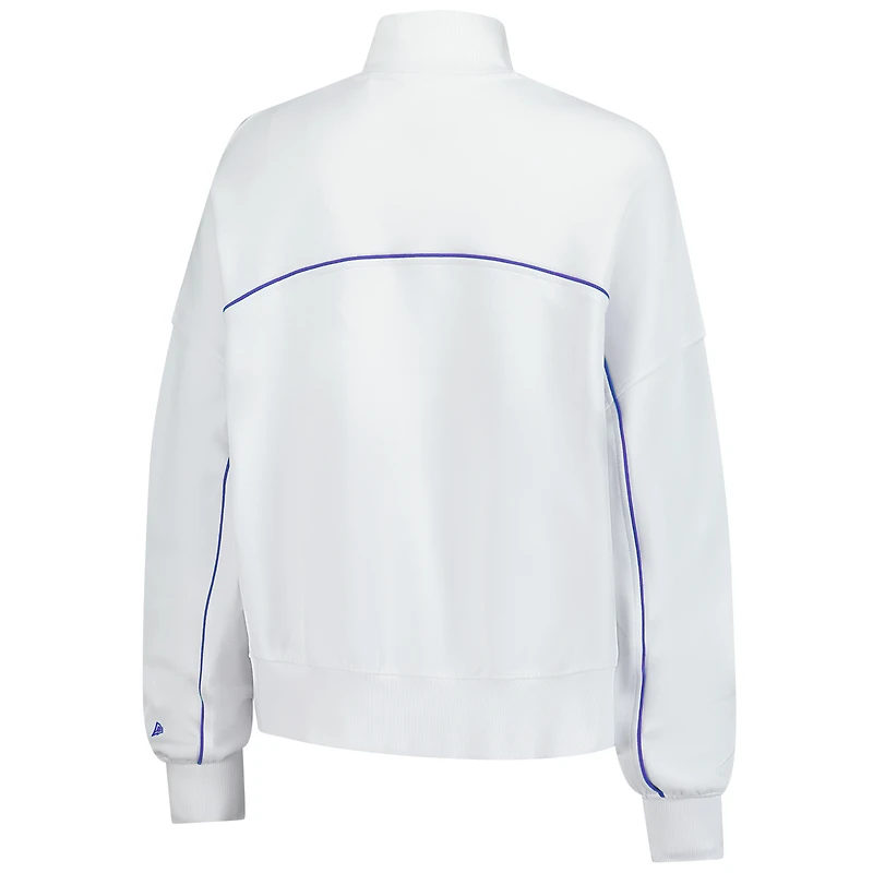 Sweat-shirt fonctionnel à fermeture éclair quart de tour pour femme New Era Detroit Lions, blanc