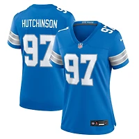 Maillot de match Nike Aidan Hutchinson des Detroit Lions pour femme, bleu, bleu