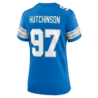 Maillot de match Nike Aidan Hutchinson des Detroit Lions pour femme, bleu, bleu