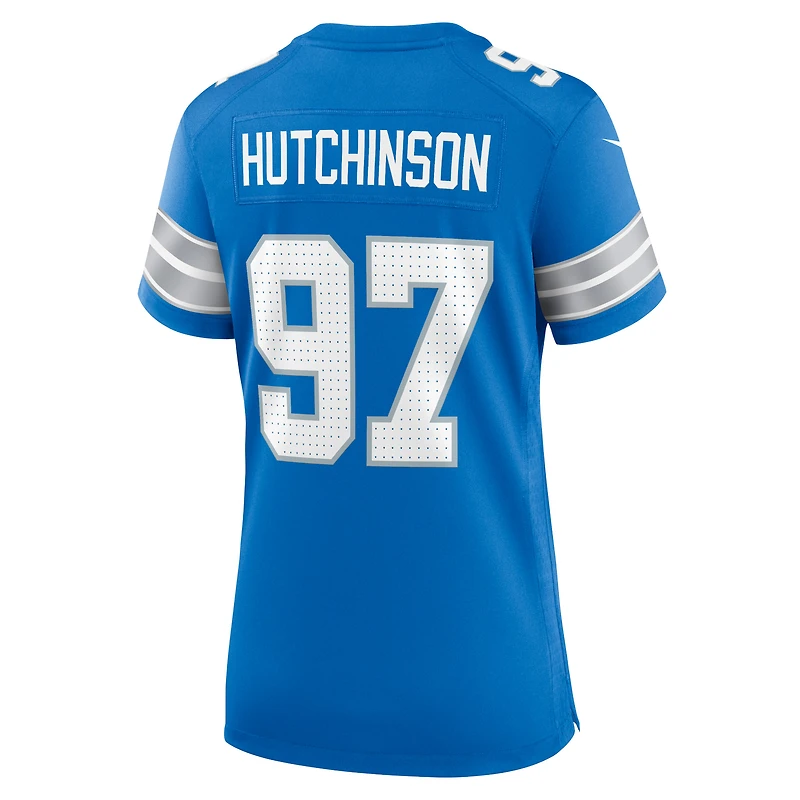 Maillot de match Nike Aidan Hutchinson des Detroit Lions pour femme, bleu, bleu