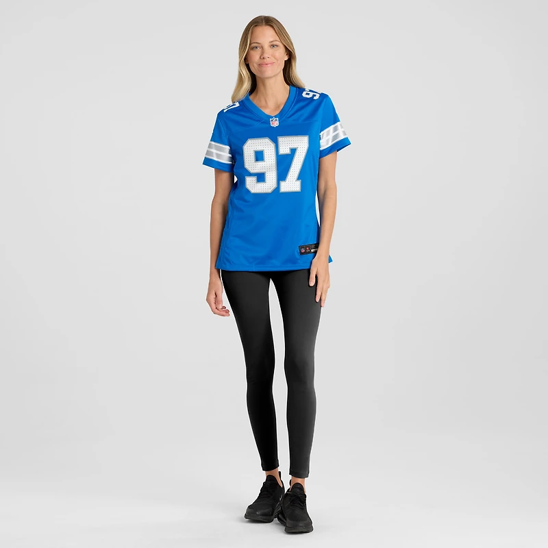 Maillot de match Nike Aidan Hutchinson des Detroit Lions pour femme, bleu, bleu