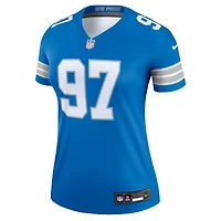 Haut Nike Aidan Hutchinson bleu pour femme, joueur légendaire des Detroit Lions