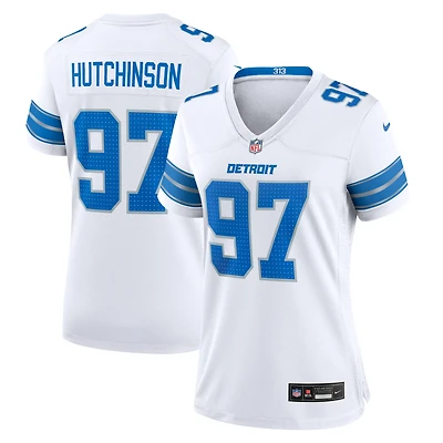 Maillot de match Nike Aidan Hutchinson des Detroit Lions blanc pour femme