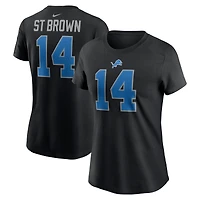 T-shirt avec nom et numéro de joueur des Detroit Lions Nike Amon-Ra St. Brown noir pour femme