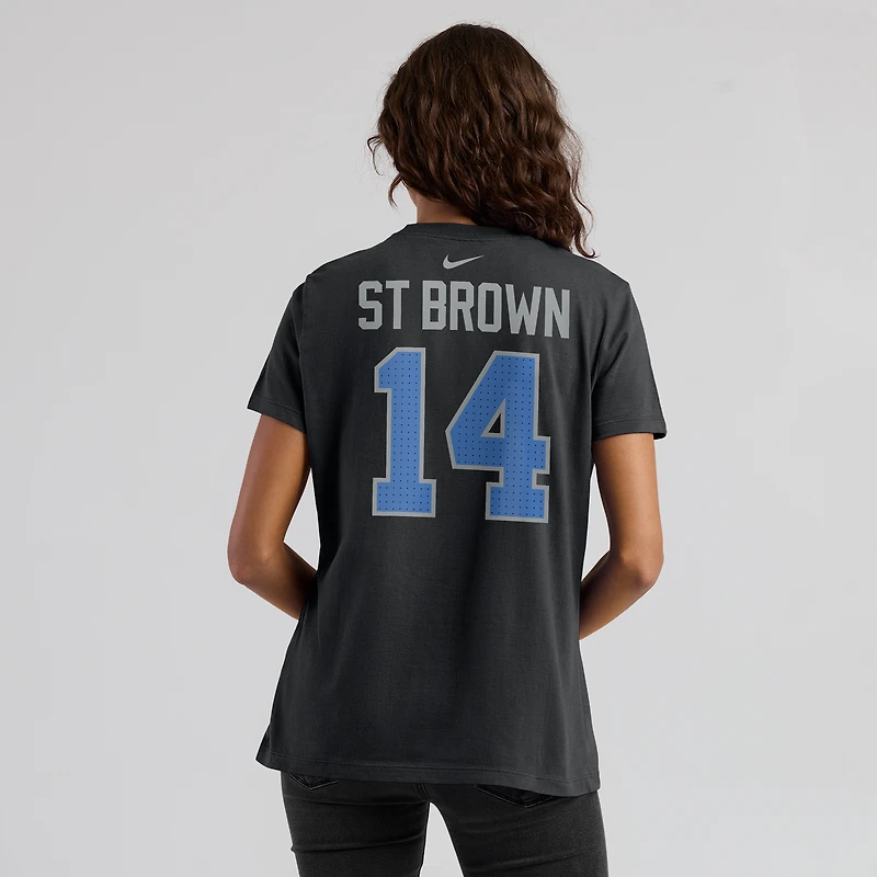 T-shirt avec nom et numéro de joueur des Detroit Lions Nike Amon-Ra St. Brown noir pour femme