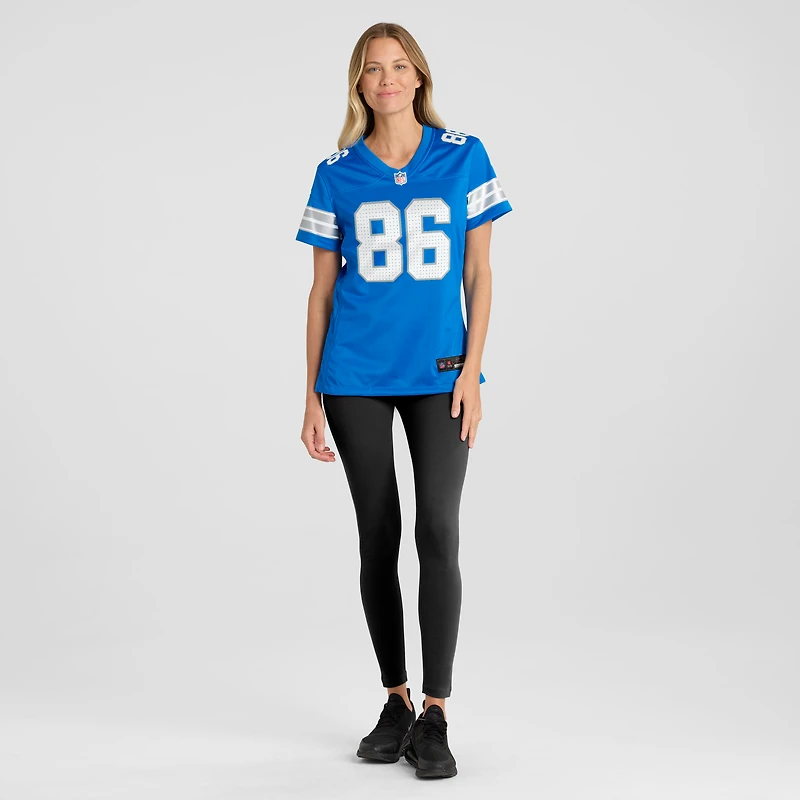 Maillot de match Nike Anthony Firkser bleu des Lions Détroit pour femmes