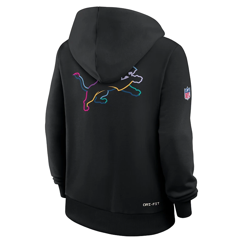 Women's Nike Black Detroit Lions 2025 NFL Crucial Catch Sideline Standard Issue Dri-FIT Hoodie