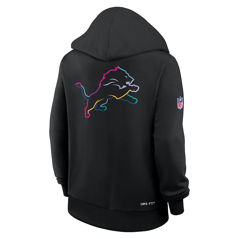Women's Nike Black Detroit Lions 2025 NFL Crucial Catch Sideline Standard Issue Dri-FIT Hoodie