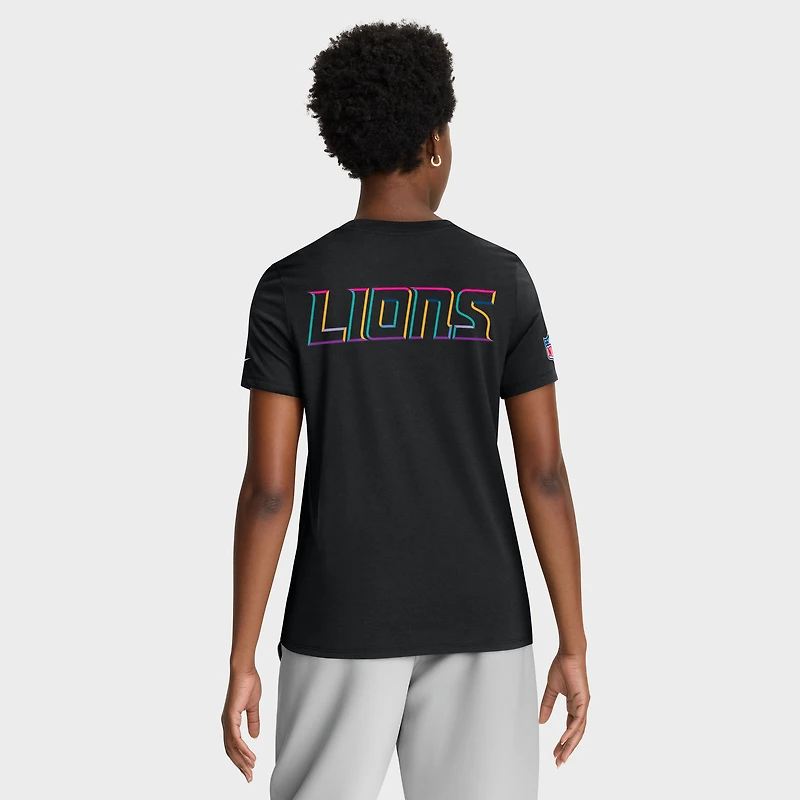 Women's Nike Black Detroit Lions 2025 NFL Crucial Catch Tri-Blend Dri-FIT T-Shirt