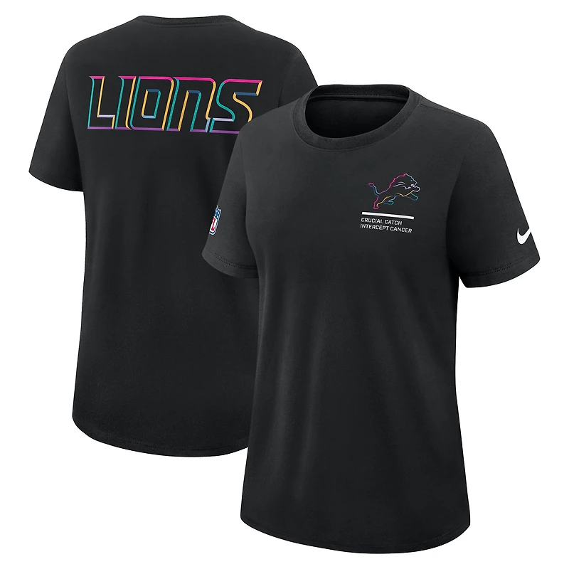 Women's Nike Black Detroit Lions 2025 NFL Crucial Catch Tri-Blend Dri-FIT T-Shirt