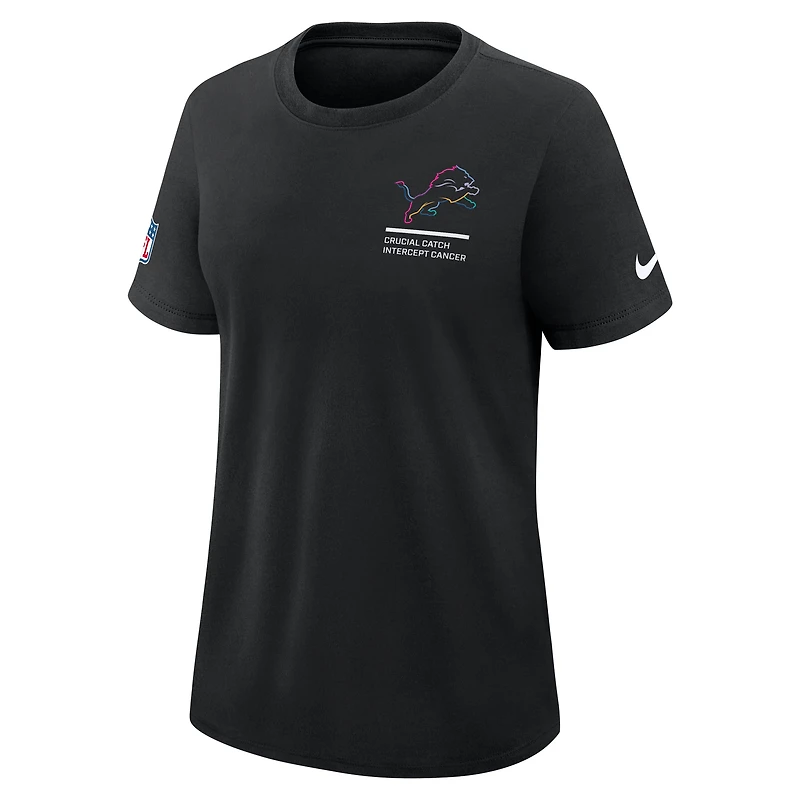 T-shirt Nike noir Detroit Lions 2025 NFL Crucial Catch Tri-Blend Dri-FIT pour femme