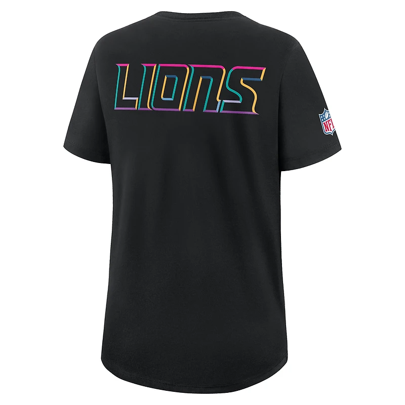 T-shirt Nike noir Detroit Lions 2025 NFL Crucial Catch Tri-Blend Dri-FIT pour femme