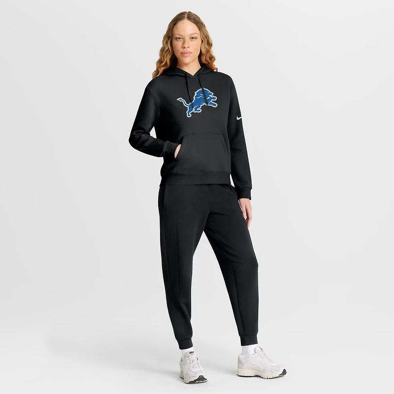Sweat à capuche Nike noir avec logo Detroit Lions Club pour femme