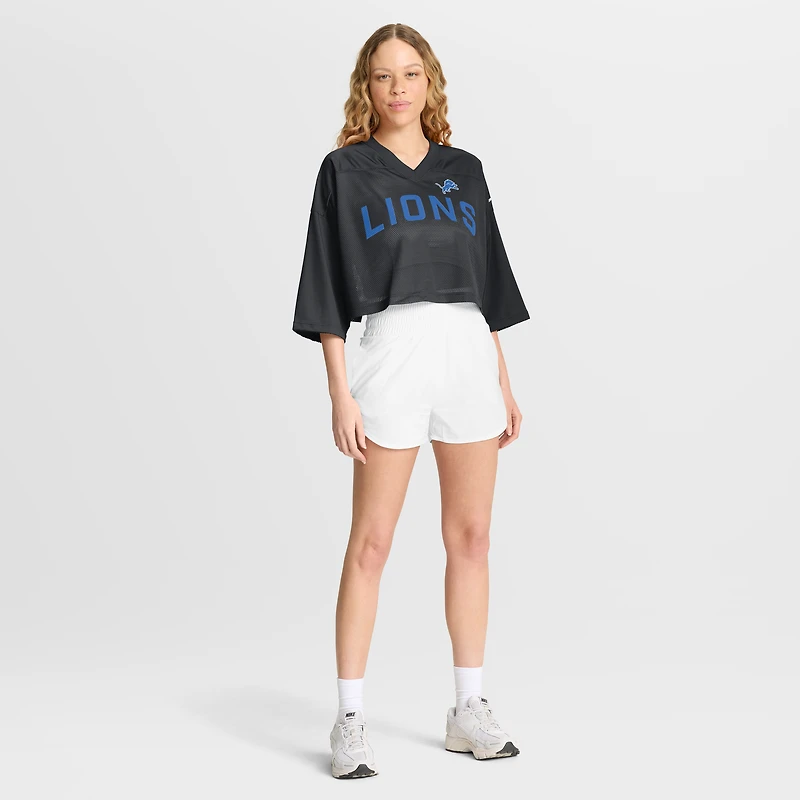 Maillot court Nike noir Detroit Lions Primetime en maille Dri-FIT pour femme