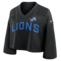 Women's Nike Black Detroit Lions Primetime Cropped Mesh Dri-FIT Fashion Jersey