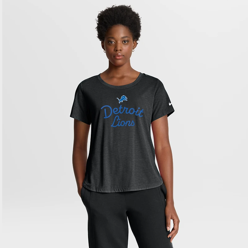 T-shirt Nike noir à trois bandes Detroit Lions pour femme