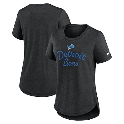 Women's Nike Black Detroit Lions Script Tri-Blend T-Shirt