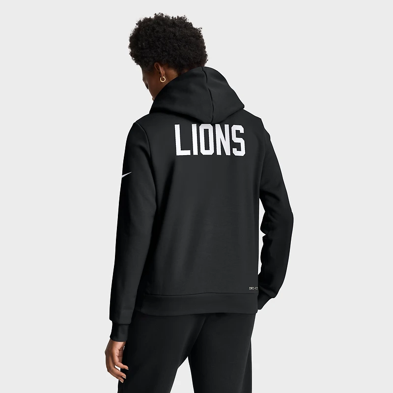 Women's Nike Black Detroit Lions Throwback Sideline Standard Issue Dri-FIT Hoodie