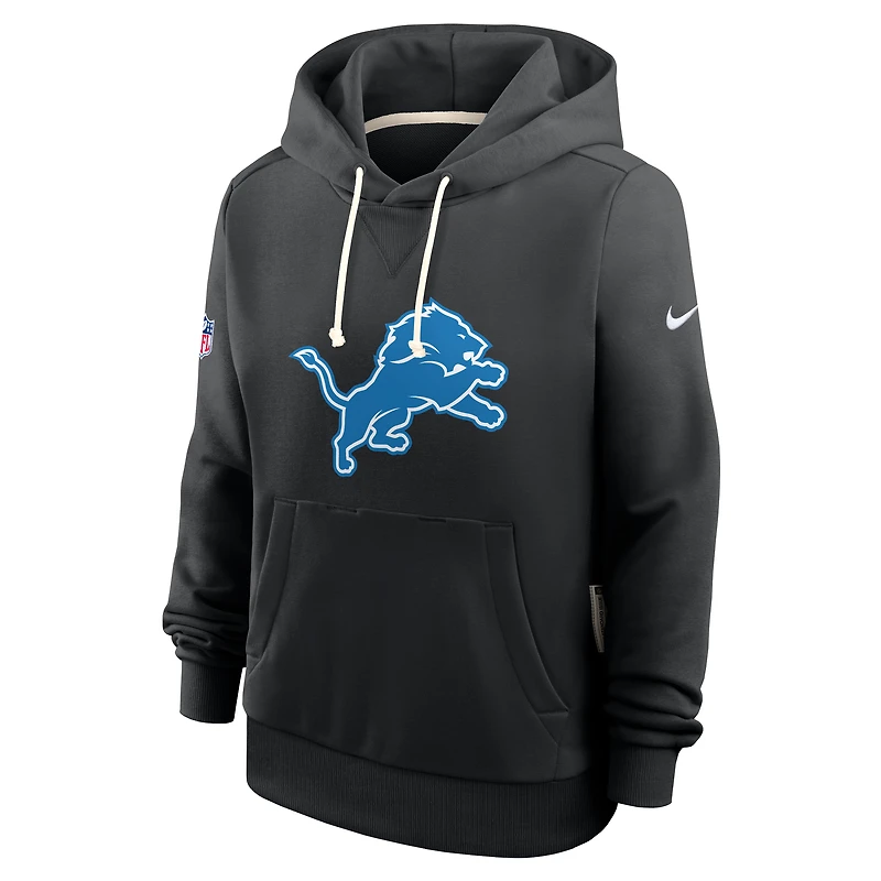 Women's Nike Black Detroit Lions Throwback Sideline Standard Issue Dri-FIT Hoodie