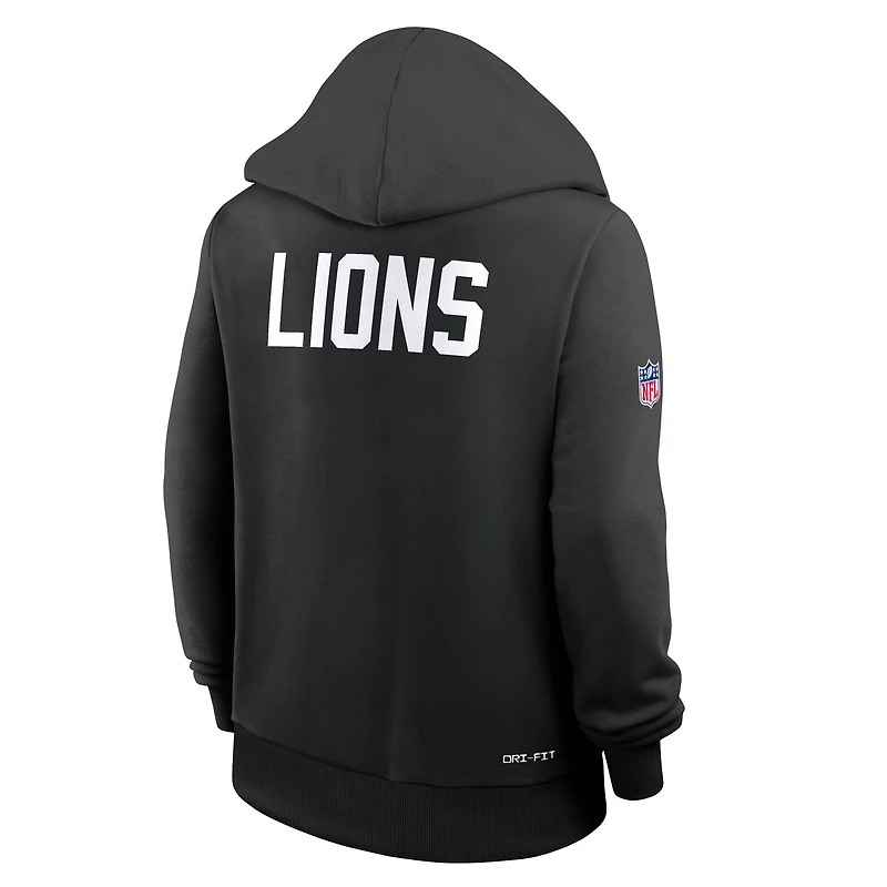 Women's Nike Black Detroit Lions Throwback Sideline Standard Issue Dri-FIT Hoodie