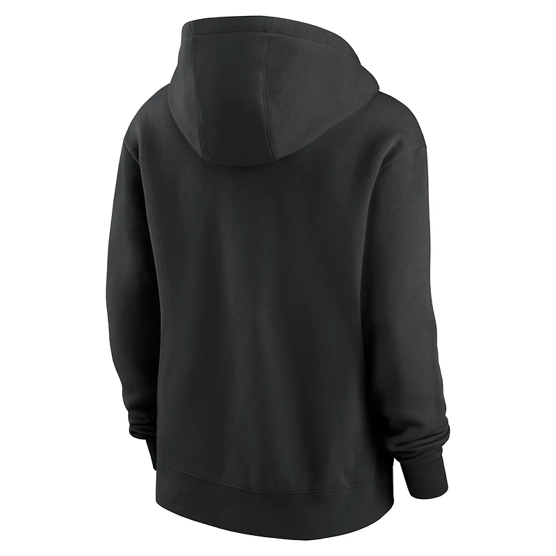 Women's Nike Black Detroit Lions Wordmark Club Fleece Pullover Hoodie