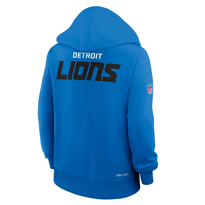 Women's Nike Blue Detroit Lions 2025 Sideline Standard Issue Initial Home Dri-FIT Hoodie