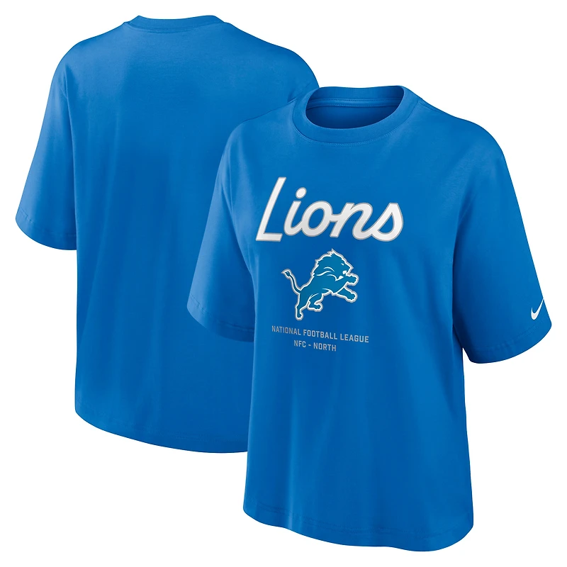 Women's Nike Blue Detroit Lions Essential Script Relaxed Boxy T-Shirt