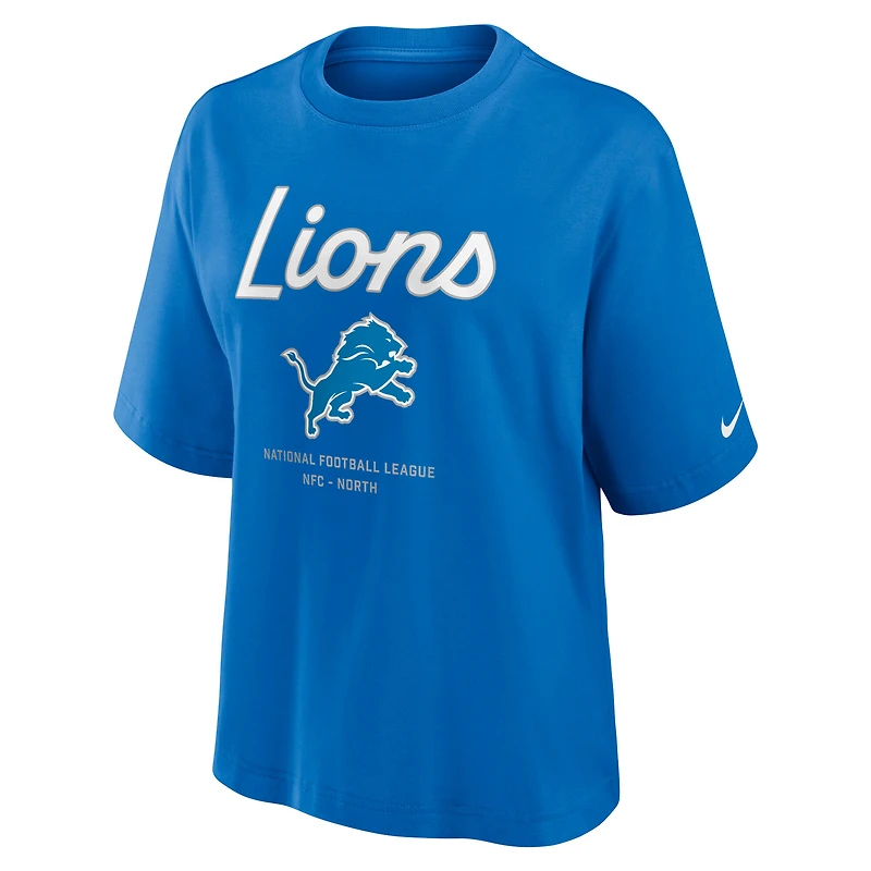 Women's Nike Blue Detroit Lions Essential Script Relaxed Boxy T-Shirt