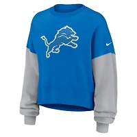 Sweat-shirt oversize à blocs de couleurs bleus des Lions Detroit Nike pour femme