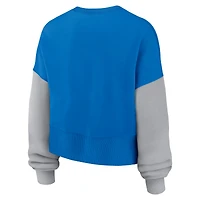 Sweat-shirt oversize à blocs de couleurs bleus des Lions Detroit Nike pour femme