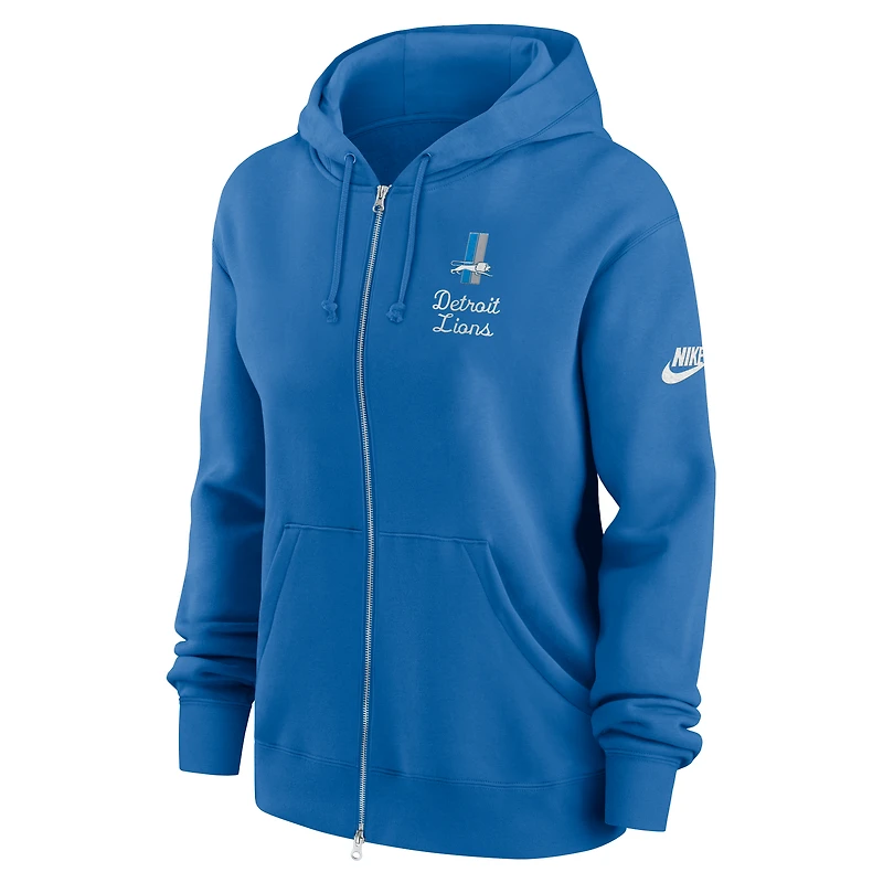 Women's Nike Blue Detroit Lions Phoenix Rewind Full-Zip Hoodie