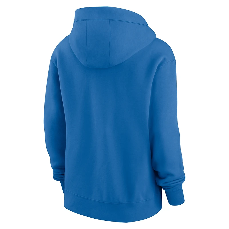 Sweat à capuche entièrement zippé Nike Detroit Lions Phoenix Rewind bleu pour femme