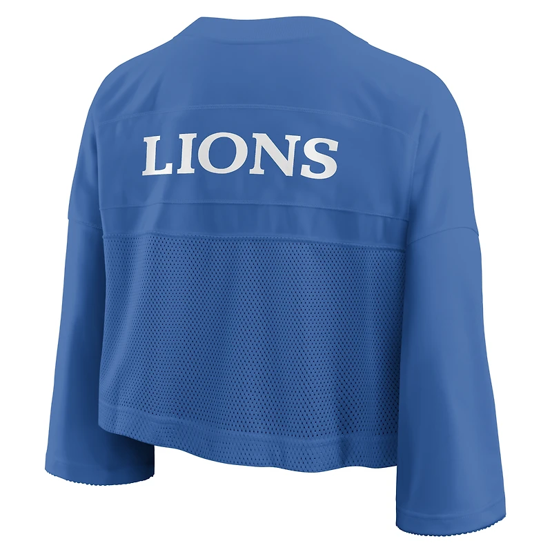 Maillot de mode court en maille Dri-FIT Nike Detroit Lions Rewind bleu pour femme